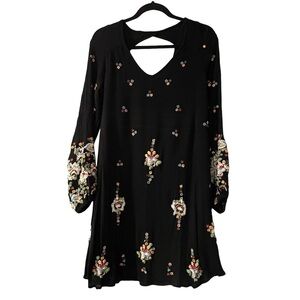 Free People Oxford Floral Embroidered Multicolor Black Dress